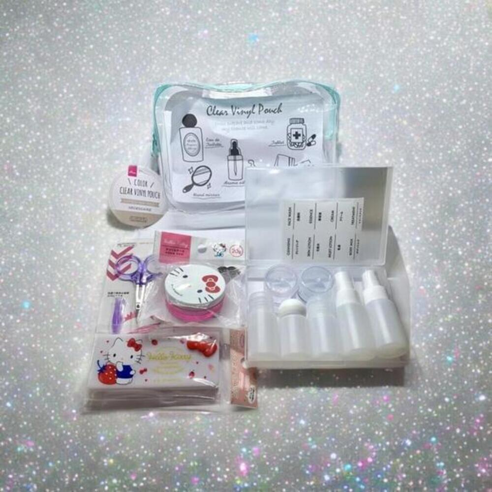 Sanrio Hello Kitty Travel Toiletry Set / Car Safety Prep Kit - Mint Green